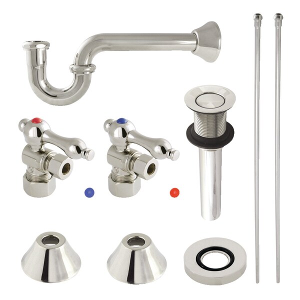 Plumbing Sink Trim Kit with PTrap and Drain, Polished Nickel